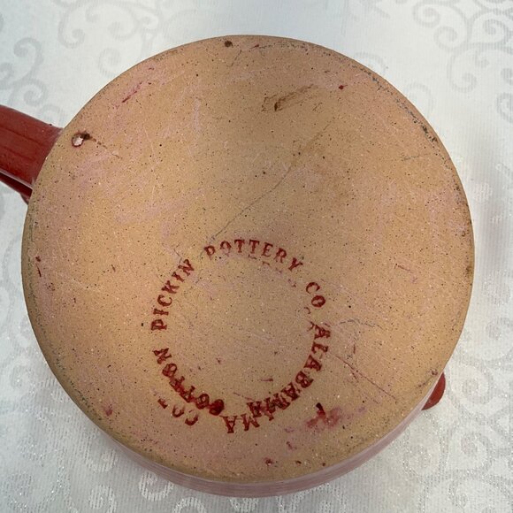Alabama Cotton Pickin Pottery Red Mixing Bowl With Handle - Picture 4 of 9